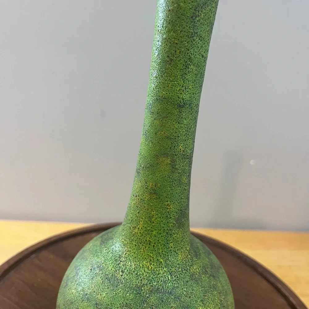 Vtg Haeger Lime Peel Textured‎ Green Bulb Vase Bud MCM 10